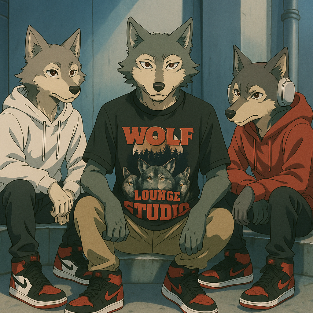 Black & Red Wolf Oversized Tee